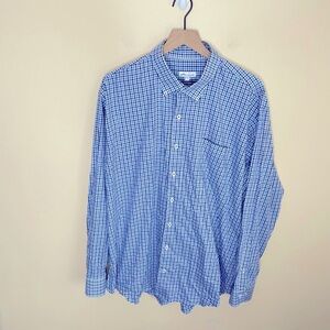 Peter Millar Button Down Shirt Size XXL Blue Plaid Dress Shirt Long Sleeve Work‎